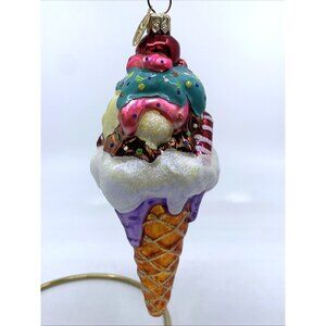 2000 Christopher Radko Glass Ornament 6" Ice Cream Delight 00 101 0 Sundae Cone